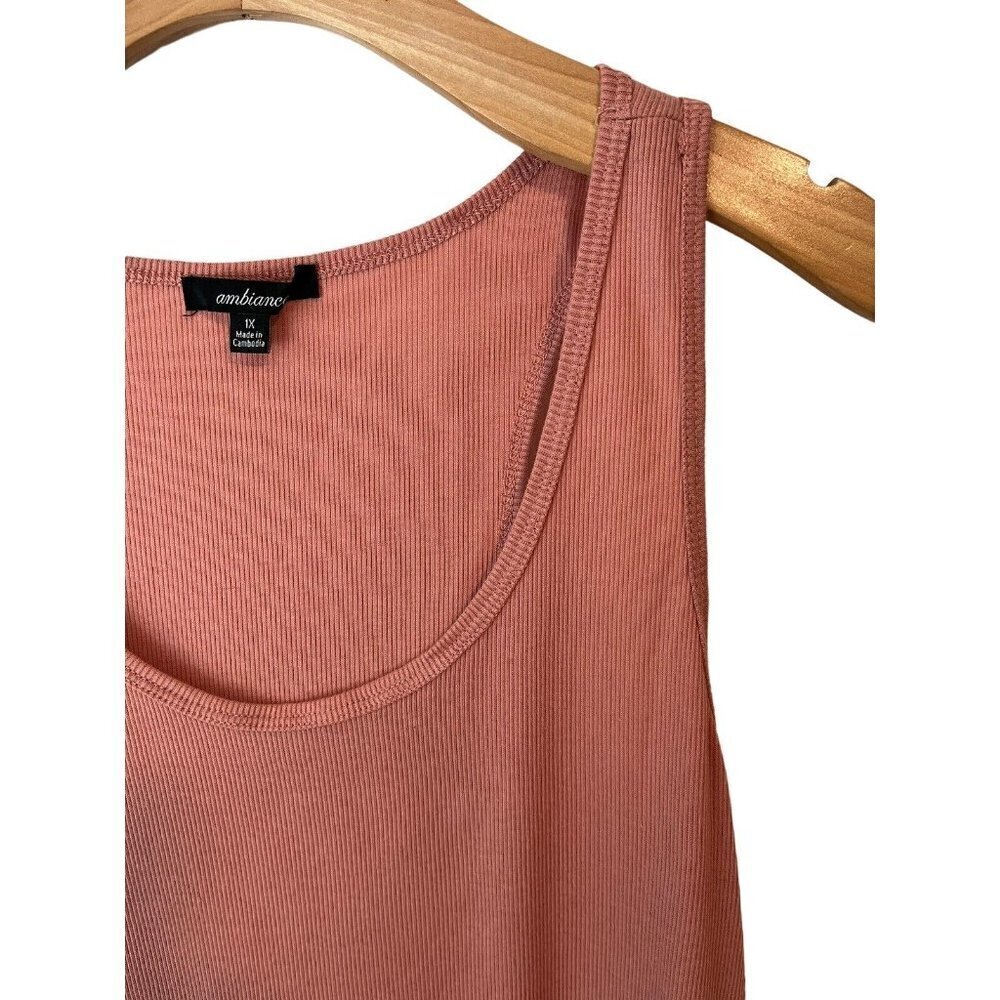 Ambiance Plus Size 3X Tank Top Blush Ribbed Knit Cotton Blend - Picture 4 of 8